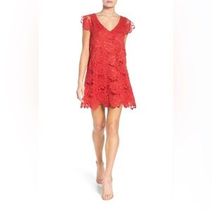 BB Dakota Jacqueline Red Lace Shift Dress